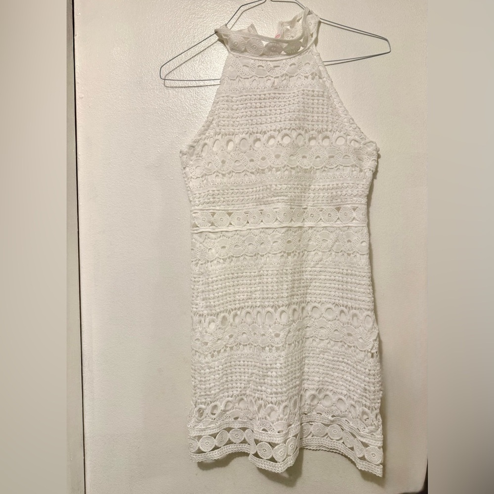 Boho Factory Elegant White Lace Halter Dress